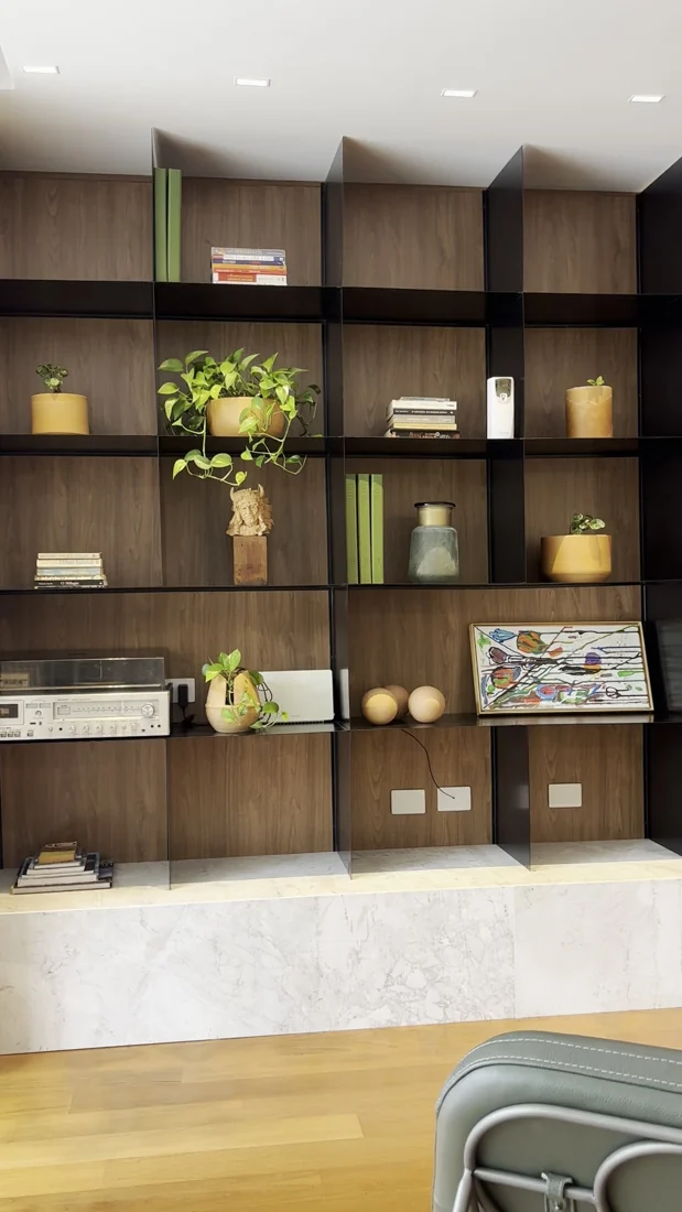 Estante e marcenaria — imagem do vídeo do decorado — Ahú, Curitiba