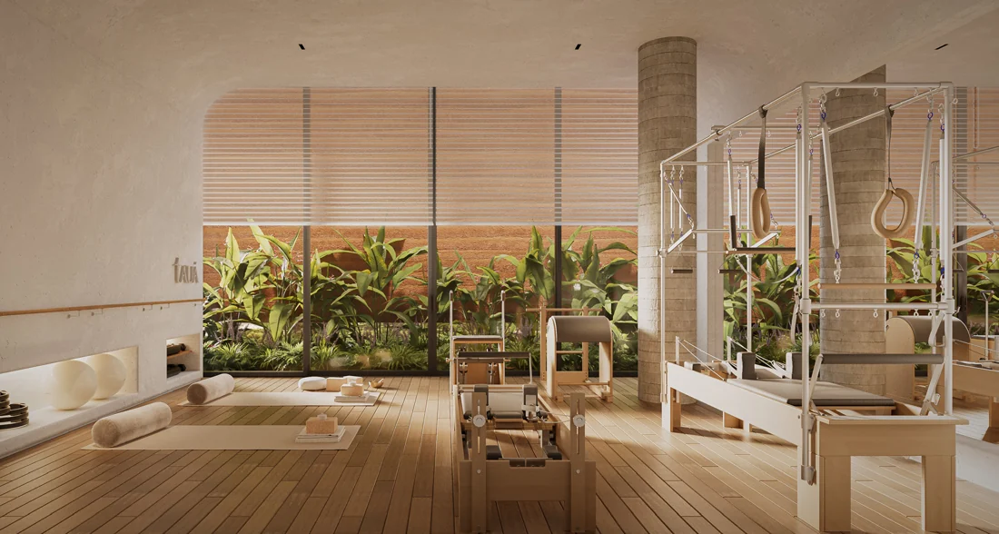 Estúdio de Pilates — perspectiva ilustrativa — Ahú, Curitiba