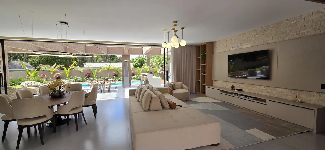 Living e jantar integrados — casa em Piraquara